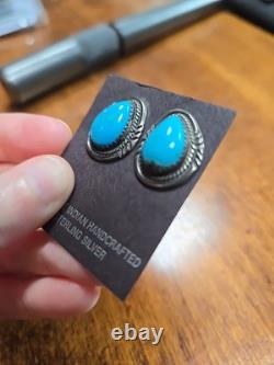 Native American Jewelry Turquoise Earrings Women's Sterling Silver NEW Vintage