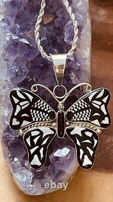 Native American Jewelry Vintage Sterling Silver Gorgeous Butterfly Pendant