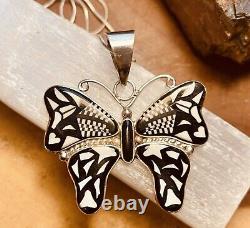 Native American Jewelry Vintage Sterling Silver Gorgeous Butterfly Pendant