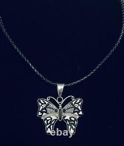 Native American Jewelry Vintage Sterling Silver Gorgeous Butterfly Pendant