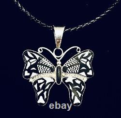 Native American Jewelry Vintage Sterling Silver Gorgeous Butterfly Pendant