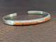 Native American Narrow Sterling Silver Coral Inlay Cuff Vintage