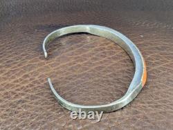 Native American Narrow Sterling Silver Coral Inlay Cuff Vintage