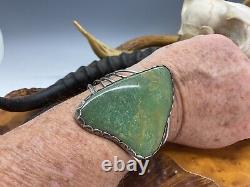 Native American Navajo Hachita Turquoise Cuff Bracelet Sterling Silver 53.4g