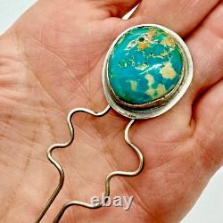 Native American Navajo Hair Pin 3 Natural Turquoise Signed Zia Zia 12 grams