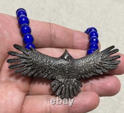 Native American Navajo Indian Jewelry Vintage Sterling Eagle Bead Necklace