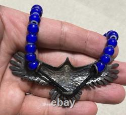 Native American Navajo Indian Jewelry Vintage Sterling Eagle Bead Necklace