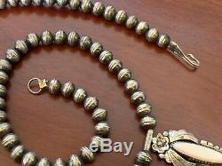 Native American Navajo Pearls Old Pawn Sterling Silver Necklace Vintage