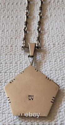 Native American Navajo Sterling Silver and Turquoise Pendant Vintage, Signed