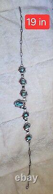 Native American Navajo Style Jewelry Turquoise Coral Necklace Vintage Signed CJI