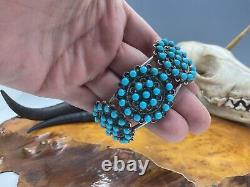 Native American Navajo Turquoise Clusters Cuff Bracelet Sterling Silver 26.1g