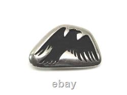 Native American Overlay Sterling Silver Eagle Belt Buckle Handcrafted 1980s