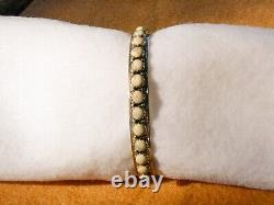 Native American Patrick Yazzie Sterling Silver White Stone Cuff Bracelet Vintage