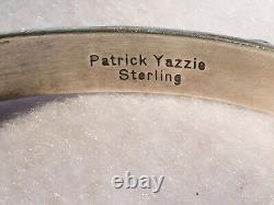 Native American Patrick Yazzie Sterling Silver White Stone Cuff Bracelet Vintage