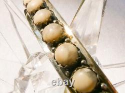 Native American Patrick Yazzie Sterling Silver White Stone Cuff Bracelet Vintage