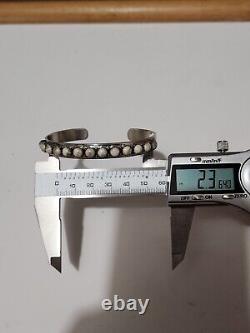 Native American Patrick Yazzie Sterling Silver White Stone Cuff Bracelet Vintage
