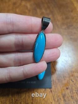 Native American Pendant Earrings Vintage Turquoise Sterling Silver NEW Signed