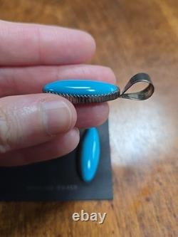 Native American Pendant Earrings Vintage Turquoise Sterling Silver NEW Signed