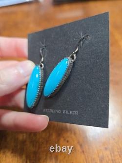Native American Pendant Earrings Vintage Turquoise Sterling Silver NEW Signed