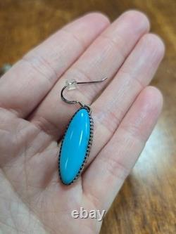 Native American Pendant Earrings Vintage Turquoise Sterling Silver NEW Signed