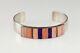 Native American Pink Coral & Sugilite Inlay Sterling Sil. Cuff Bracelet Signed