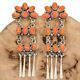 Native American SANTA FE SUNRISE Earrings Spiny Oyster Sterling Silver Dangles