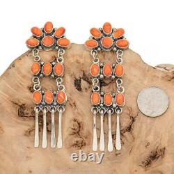 Native American SANTA FE SUNRISE Earrings Spiny Oyster Sterling Silver Dangles