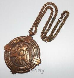 Native American Solid Copper Thunderbird Necklace Rolo Chain Vintage Jewelry