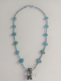 Native American Southwest Jewelry Navajo Vintage Turquoise Bear Rabbits Necklace