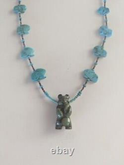 Native American Southwest Jewelry Navajo Vintage Turquoise Bear Rabbits Necklace