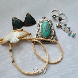 Native American Sterling Silver 925 LOT Turquoise earrings rings vintage Jewelry