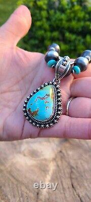 Native American Sterling Silver ROYSTON Turquoise Necklace signed happy piasso