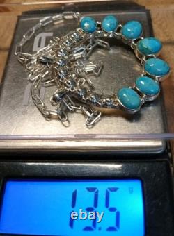Native American Sterling Silver Turquiose Round Necklace