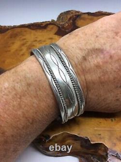 Native American TAHE Navajo Cuff Bracelet Sterling Silver