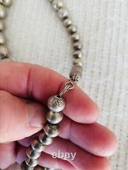 Native American TSO Signed Vintage Sterling Handmade Navajo Pearls 19 Necklace