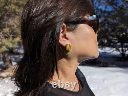 Native American Tiger Eye Navajo Earrings Southwest Jewelry VTG Sterling Silver