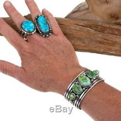 Native American Turquoise Bracelet SONORAN GOLD Cuff Sterling Silver ALBERT JAKE