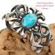 Native American Turquoise Bracelet Sterling Silver SANDCAST Harrison Bitsue A+