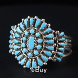 Native American Turquoise CLUSTER vintage Navajo sterling silver cuff bracelet