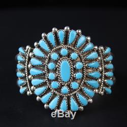 Native American Turquoise CLUSTER vintage Navajo sterling silver cuff bracelet