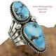 Native American Turquoise Ring GOLDEN HILLS Sterling Silver ALBERT JAKE 8.75