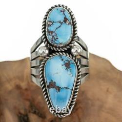 Native American Turquoise Ring GOLDEN HILLS Sterling Silver ALBERT JAKE 8.75