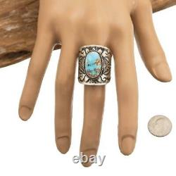 Native American Turquoise Ring GOLDEN HILL Sterling Silver DERRICK GORDON 10 Men