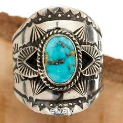 Native American Turquoise Ring Sterling Silver DERRICK GORDON 11 Mens Indian Mt