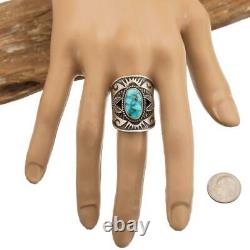 Native American Turquoise Ring Sterling Silver DERRICK GORDON Kingman Spiderweb