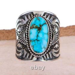 Native American Turquoise Ring Sterling Silver Natural DERRICK GORDON 12 MENS