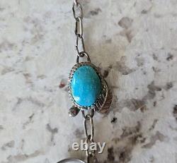Native American Turquoise Slave Hand Bracelet 4.5 with Ring Size 7.5, 31.4g