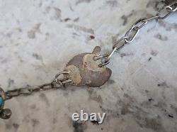 Native American Turquoise Slave Hand Bracelet 4.5 with Ring Size 7.5, 31.4g