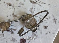 Native American Turquoise Slave Hand Bracelet 4.5 with Ring Size 7.5, 31.4g