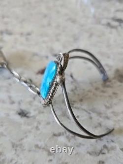 Native American Turquoise Slave Hand Bracelet 4.5 with Ring Size 7.5, 31.4g